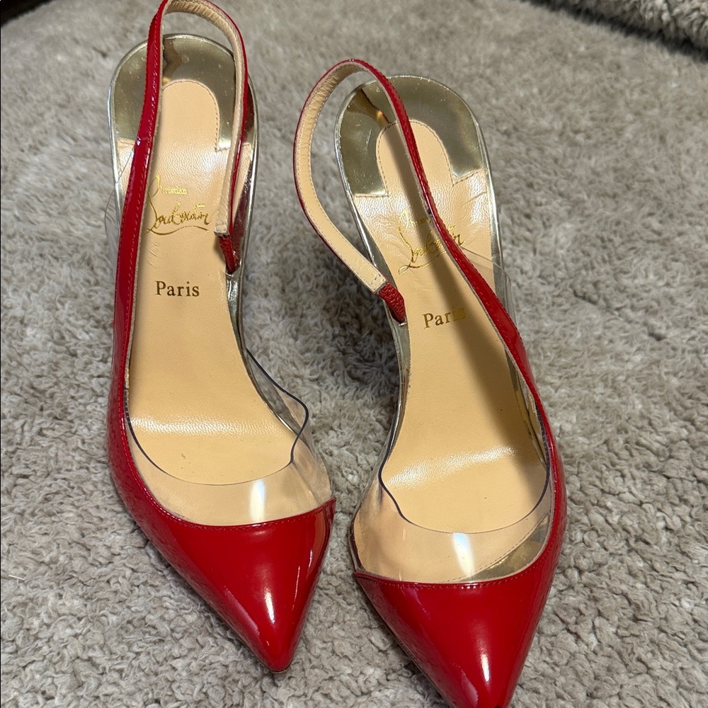 Christian Louboutin Red Patent Slingback Heels